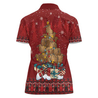 Funny Kiwi Bird Xmas Tree Women Polo Shirt New Zealand Tribal Christmas Spirit - Polynesian Pride