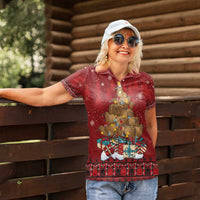 Funny Kiwi Bird Xmas Tree Women Polo Shirt New Zealand Tribal Christmas Spirit - Polynesian Pride