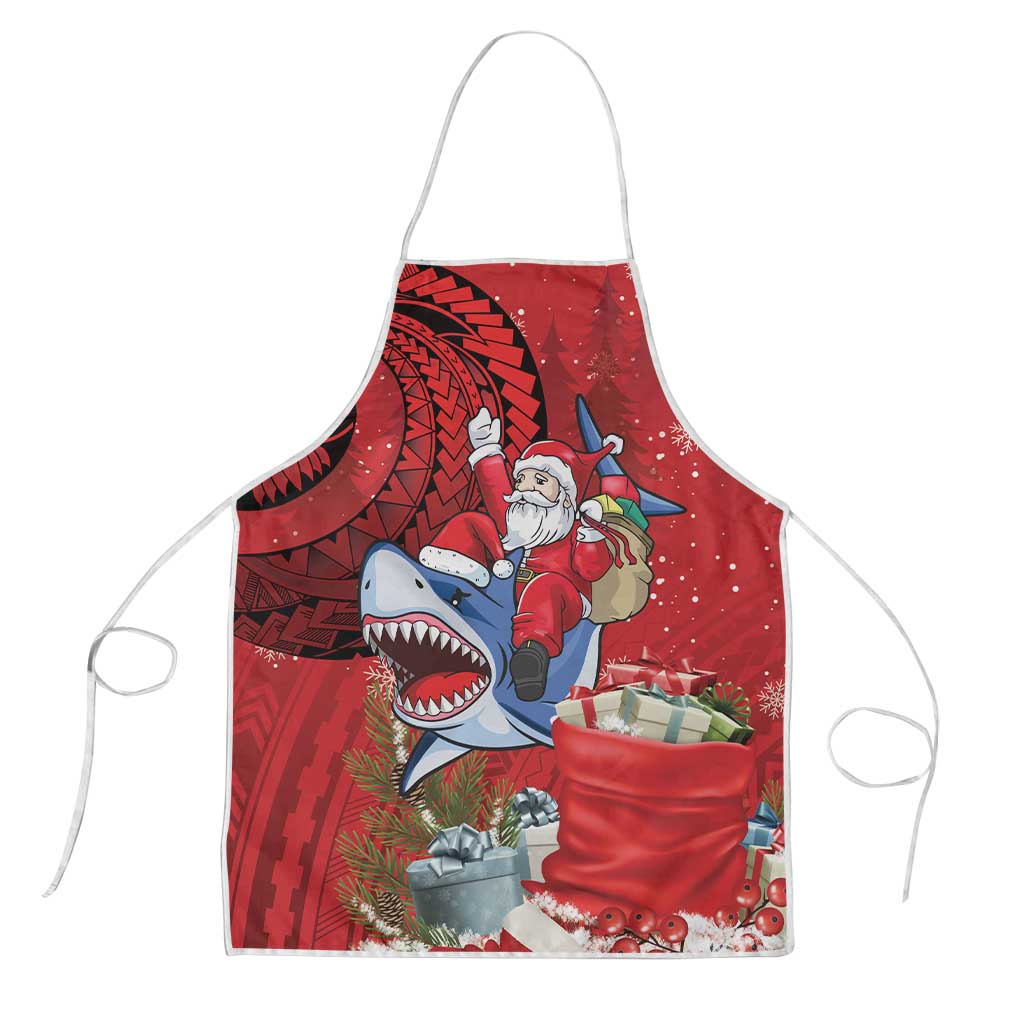 Funny Santa Riding Shark Apron Polynesian Tribal Christmas Spirit LT9 Red - Polynesian Pride