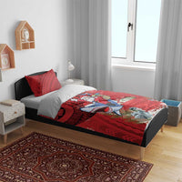 Funny Santa Riding Shark Bedding Set Polynesian Tribal Christmas Spirit - Polynesian Pride