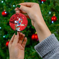 Funny Santa Riding Shark Ceramic Ornament Polynesian Tribal Christmas Spirit - Polynesian Pride