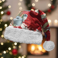 Funny Santa Riding Shark Christmas Santa Hat Polynesian Tribal Christmas Spirit LT9 With Fur Red - Polynesian Pride