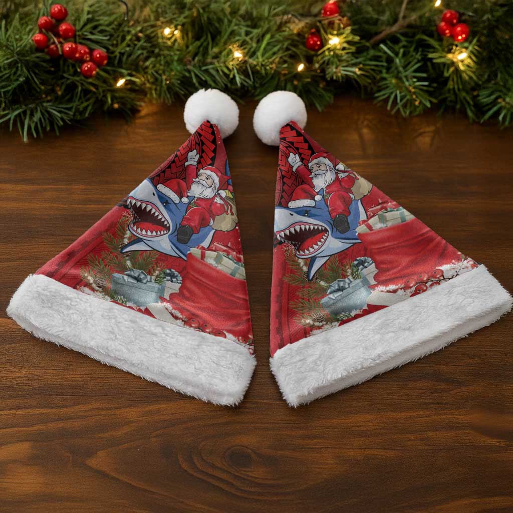 Funny Santa Riding Shark Christmas Santa Hat Polynesian Tribal Christmas Spirit LT9 - Polynesian Pride
