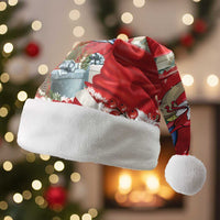Funny Santa Riding Shark Christmas Santa Hat Polynesian Tribal Christmas Spirit LT9 Without Fur Red - Polynesian Pride