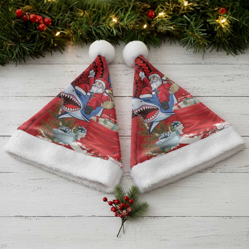 Funny Santa Riding Shark Christmas Santa Hat Polynesian Tribal Christmas Spirit LT9 - Polynesian Pride
