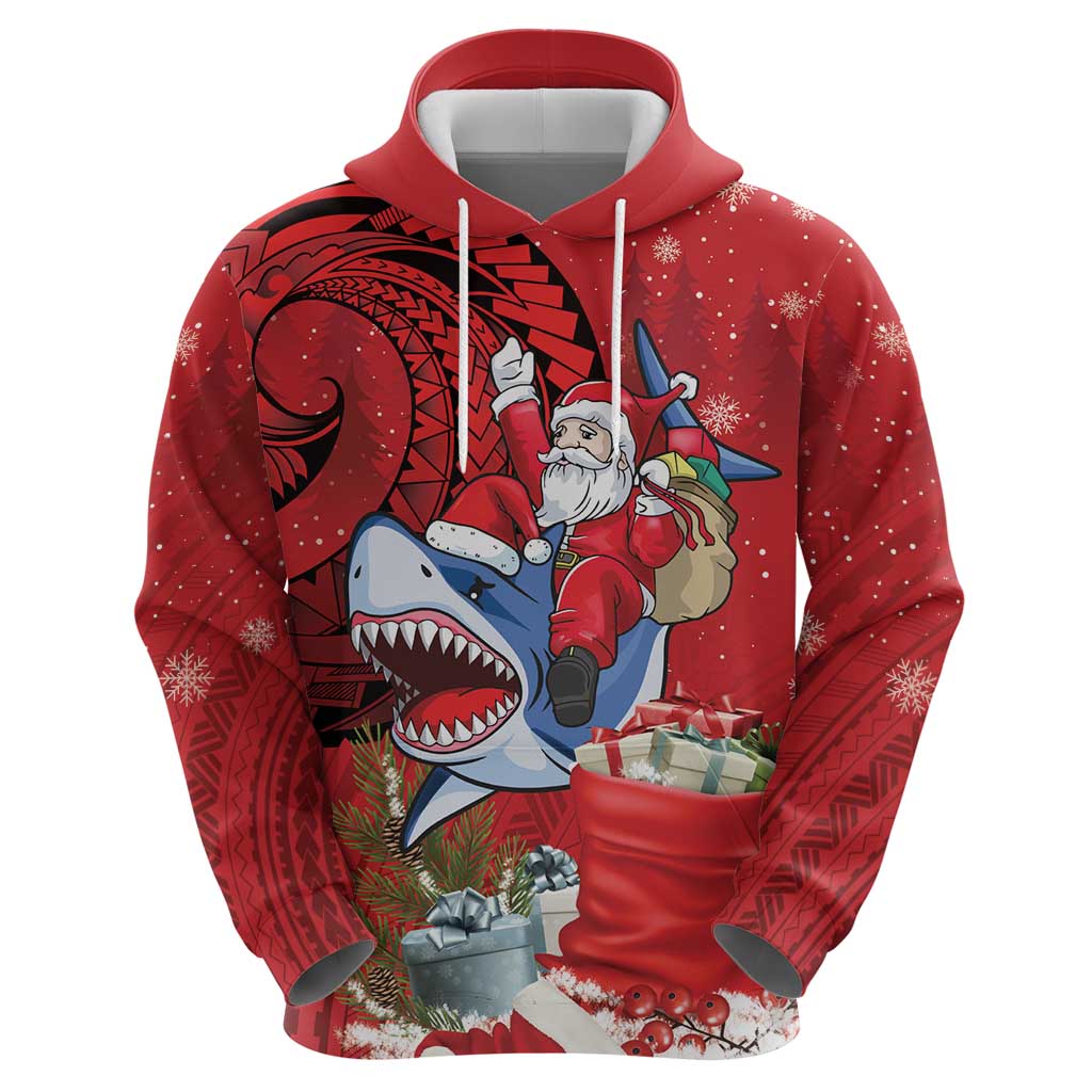 Funny Santa Riding Shark Hoodie Polynesian Tribal Christmas Spirit LT9 - Polynesian Pride