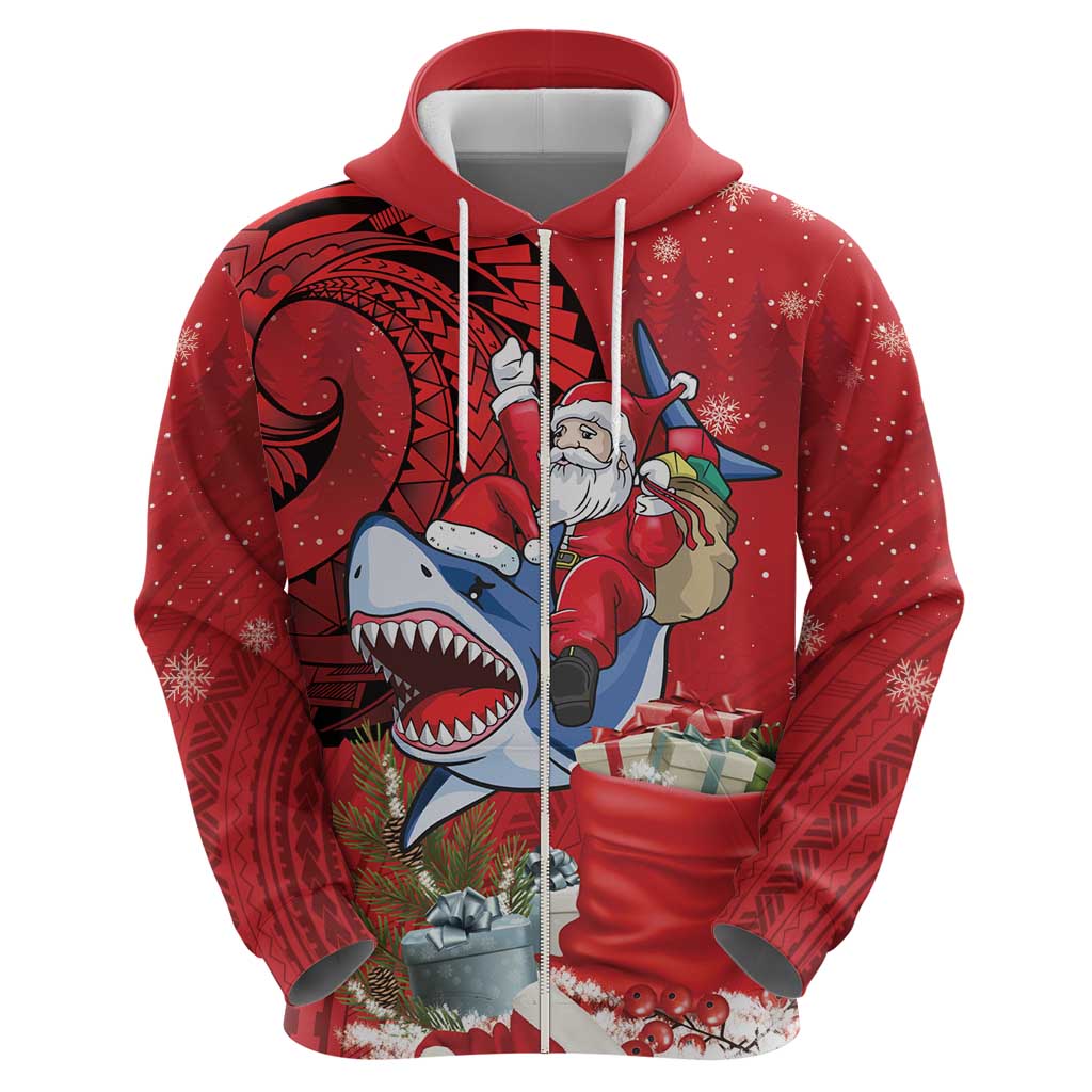 Funny Santa Riding Shark Hoodie Polynesian Tribal Christmas Spirit LT9 - Polynesian Pride