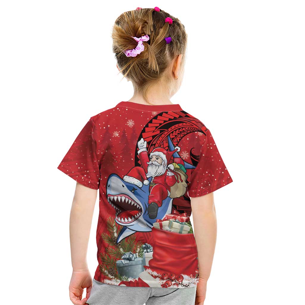 Funny Santa Riding Shark Kid T Shirt Polynesian Tribal Christmas Spirit LT9 - Polynesian Pride