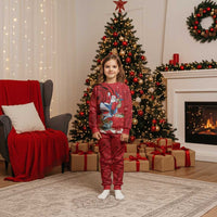 Funny Santa Riding Shark Christmas Pajama Set Polynesian Tribal Christmas Spirit LT9 Kid Red - Polynesian Pride