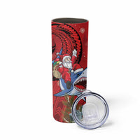 Funny Santa Riding Shark Skinny Tumbler Polynesian Tribal Christmas Spirit - Polynesian Pride