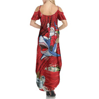 Funny Santa Riding Shark Summer Maxi Dress Polynesian Tribal Christmas Spirit - Polynesian Pride