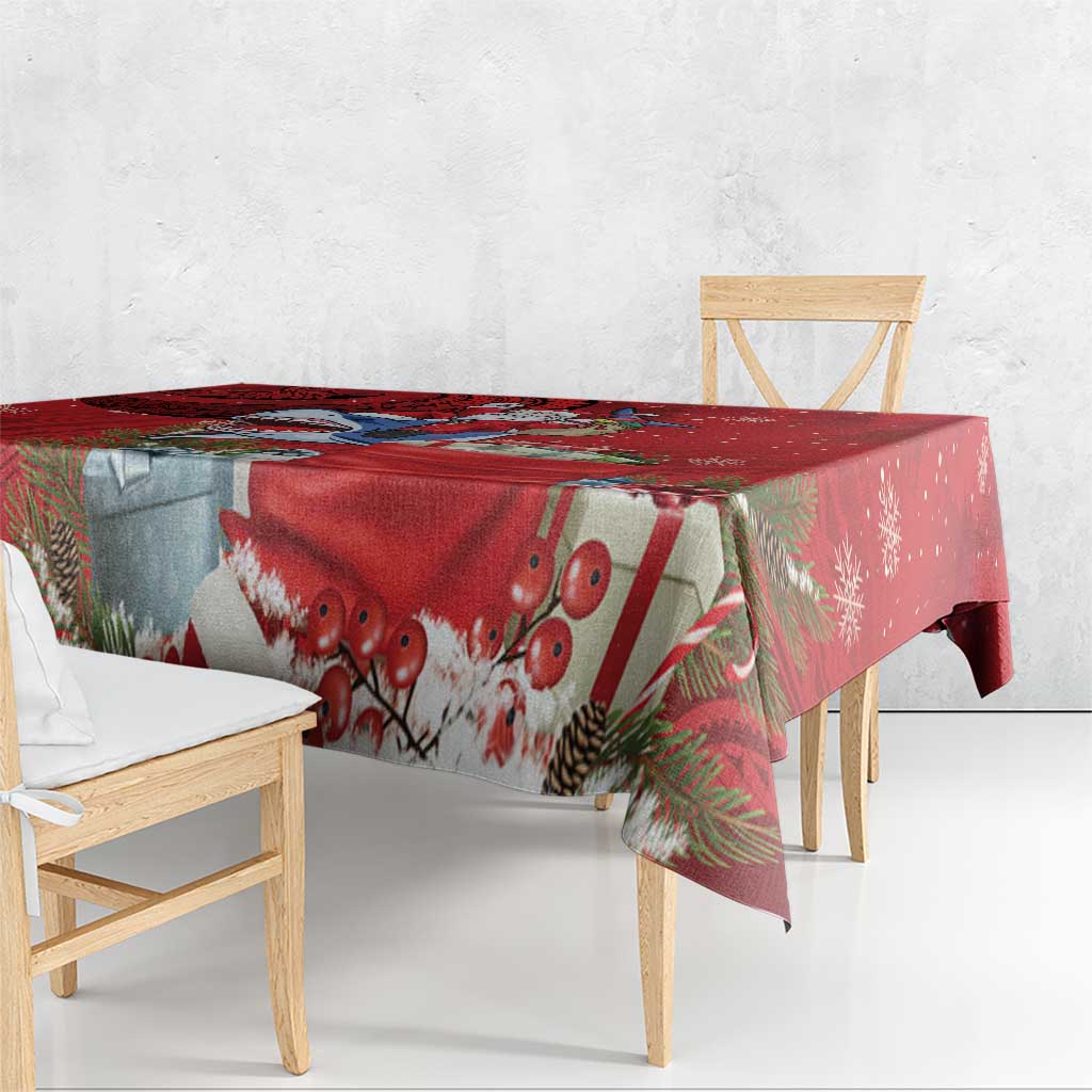 Funny Santa Riding Shark Tablecloth Polynesian Tribal Christmas Spirit - Polynesian Pride