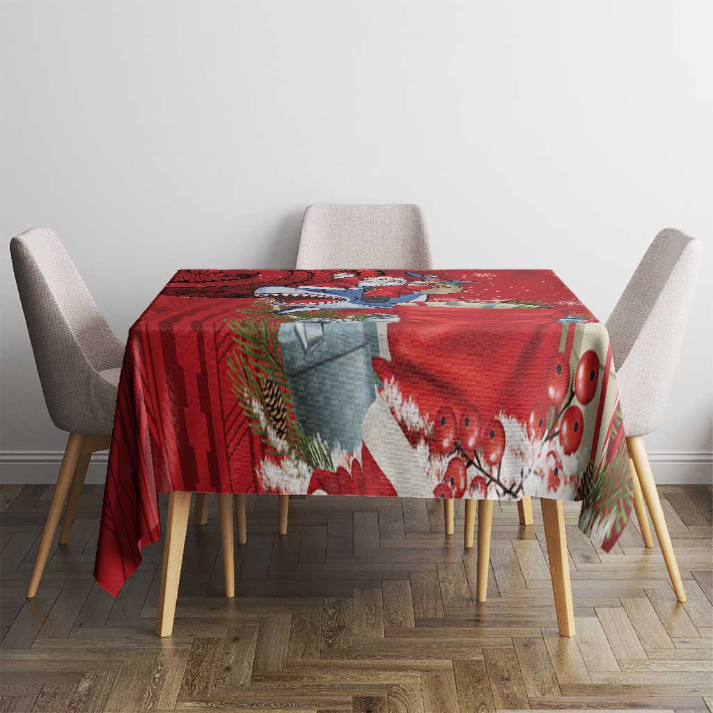 Funny Santa Riding Shark Tablecloth Polynesian Tribal Christmas Spirit - Polynesian Pride