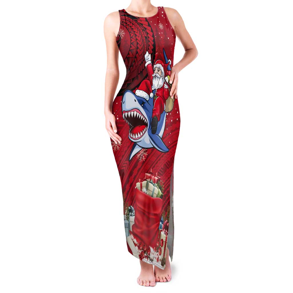 Funny Santa Riding Shark Tank Maxi Dress Polynesian Tribal Christmas Spirit - Polynesian Pride