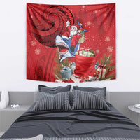 Funny Santa Riding Shark Tapestry Polynesian Tribal Christmas Spirit - Polynesian Pride