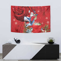 Funny Santa Riding Shark Tapestry Polynesian Tribal Christmas Spirit - Polynesian Pride