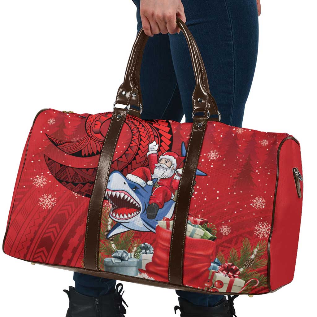 Funny Santa Riding Shark Travel Bag Polynesian Tribal Christmas Spirit LT9 - Polynesian Pride