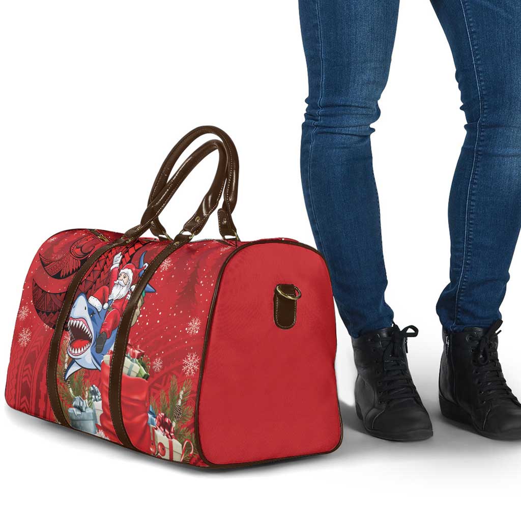 Funny Santa Riding Shark Travel Bag Polynesian Tribal Christmas Spirit LT9 - Polynesian Pride