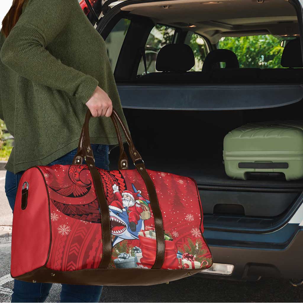 Funny Santa Riding Shark Travel Bag Polynesian Tribal Christmas Spirit LT9 - Polynesian Pride