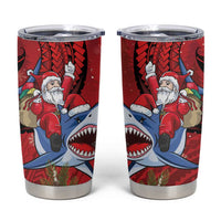 Funny Santa Riding Shark Tumbler Cup Polynesian Tribal Christmas Spirit LT9 Red - Polynesian Pride