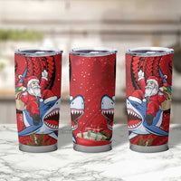 Funny Santa Riding Shark Tumbler Cup Polynesian Tribal Christmas Spirit LT9 - Polynesian Pride