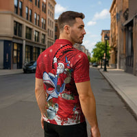 Funny Santa Riding Shark Zipper Polo Shirt Polynesian Tribal Christmas Spirit LT9 - Polynesian Pride