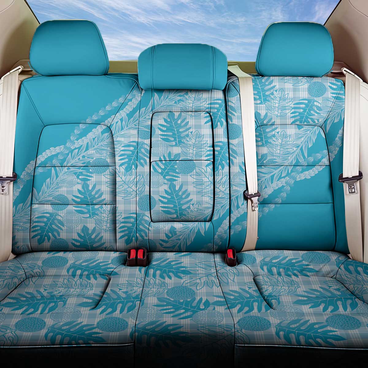 Hawaii Breadfruit Palaka Back Car Seat Cover Polu Maile Lei - Polynesian Pride