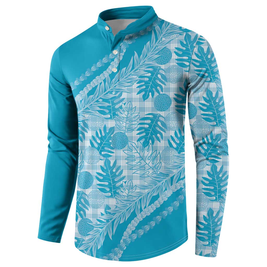 Hawaii Breadfruit Palaka Button Sweatshirt Polu Maile Lei LT9 - Polynesian Pride