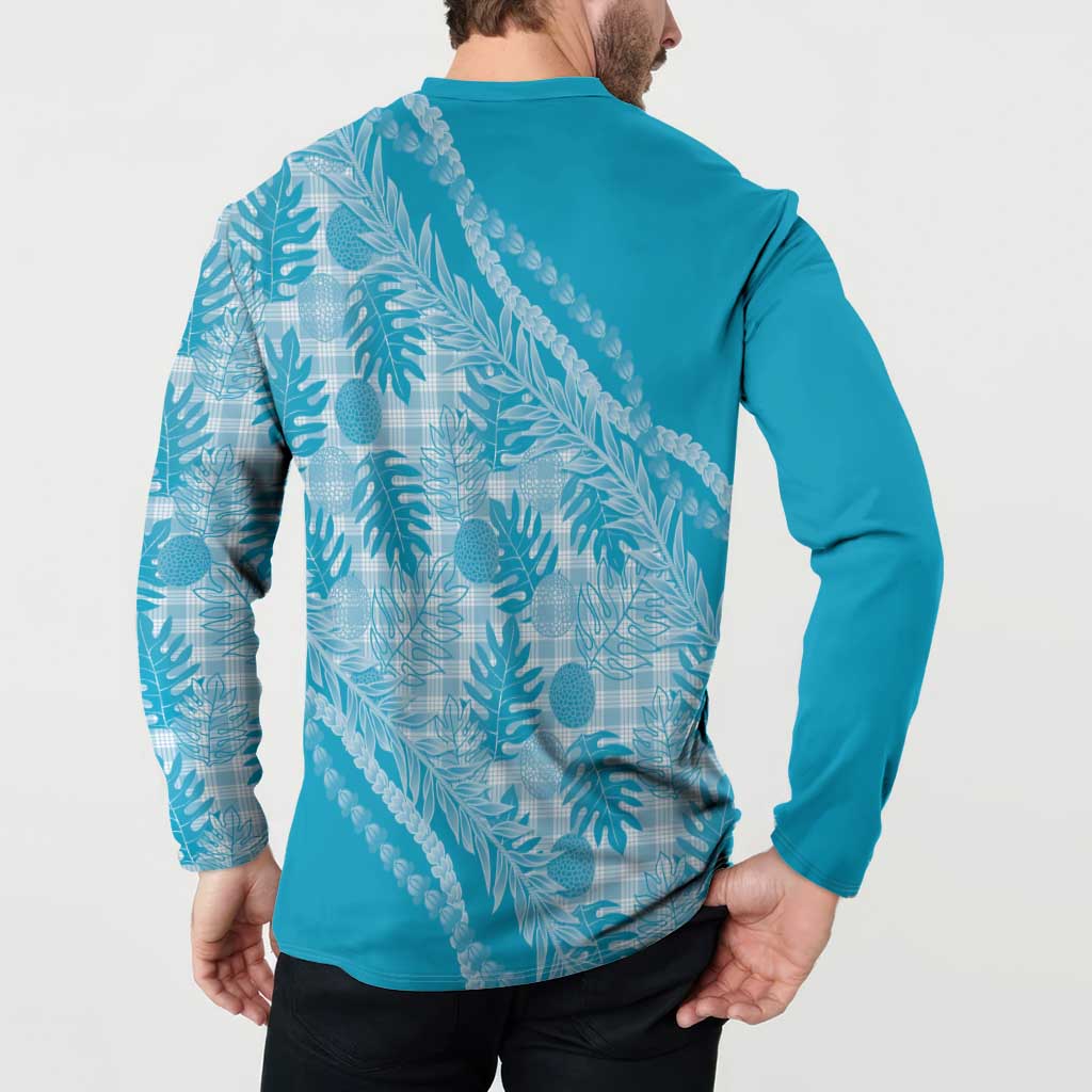 Hawaii Breadfruit Palaka Button Sweatshirt Polu Maile Lei LT9 - Polynesian Pride