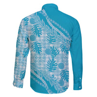 Hawaii Breadfruit Palaka Family Matching Off The Shoulder Long Sleeve Dress and Hawaiian Shirt Polu Maile Lei - Polynesian Pride