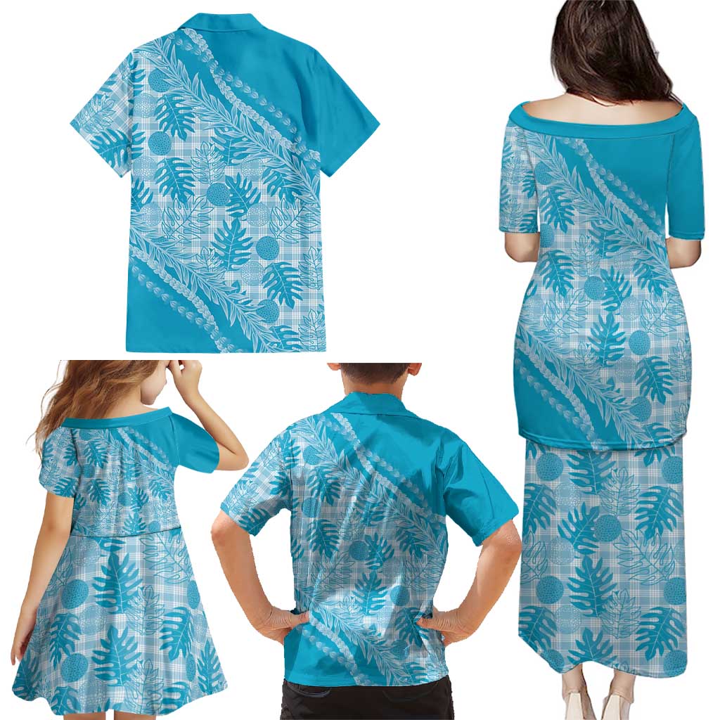 Hawaii Breadfruit Palaka Family Matching Puletasi and Hawaiian Shirt Polu Maile Lei LT9 - Polynesian Pride