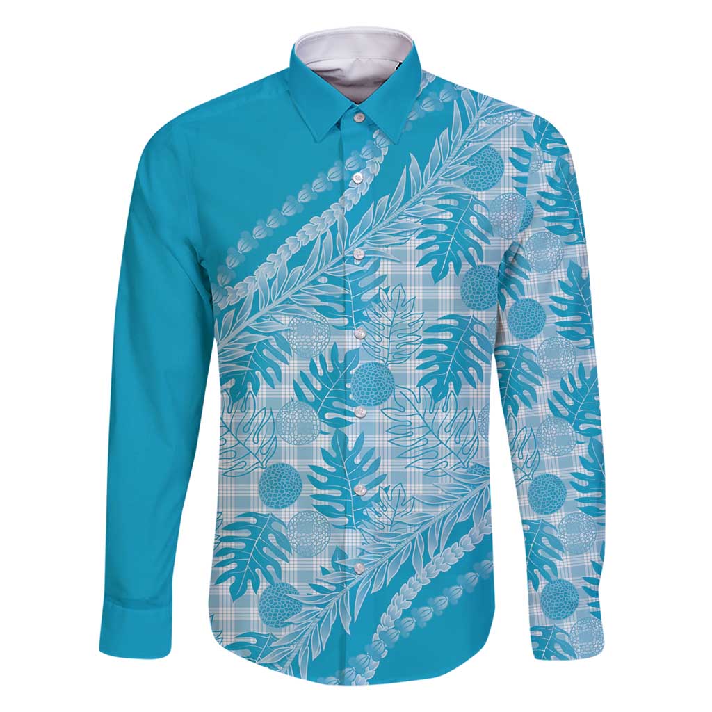 Hawaii Breadfruit Palaka Family Matching Tank Maxi Dress and Hawaiian Shirt Polu Maile Lei - Polynesian Pride