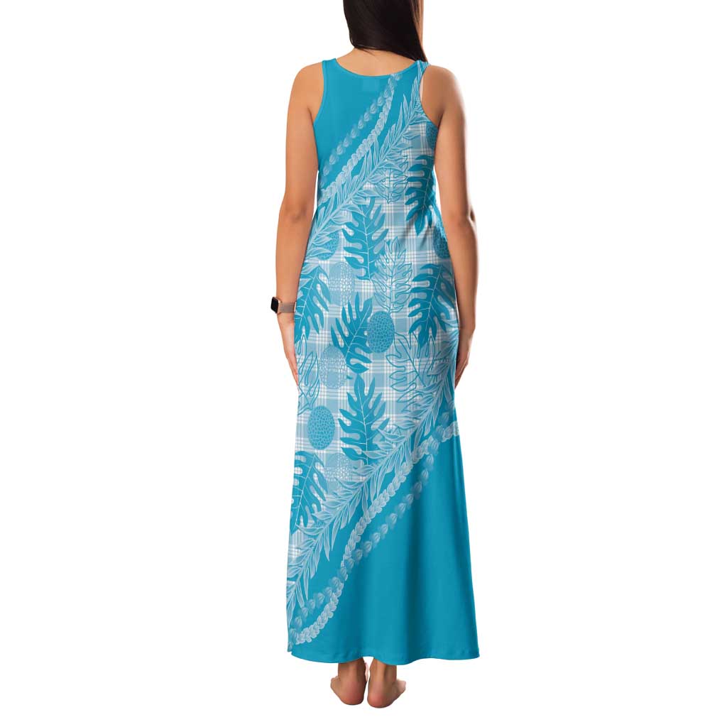 Hawaii Breadfruit Palaka Family Matching Tank Maxi Dress and Hawaiian Shirt Polu Maile Lei - Polynesian Pride