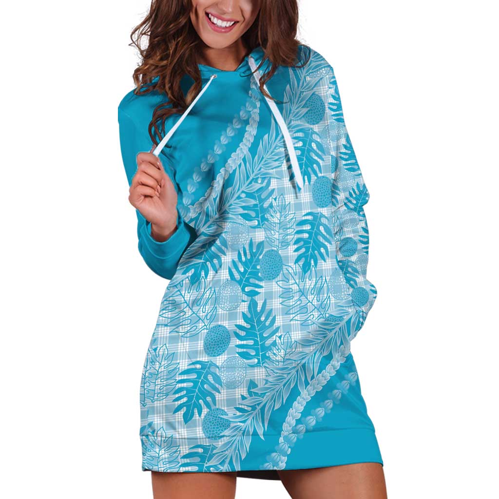 Hawaii Breadfruit Palaka Hoodie Dress Polu Maile Lei - Polynesian Pride