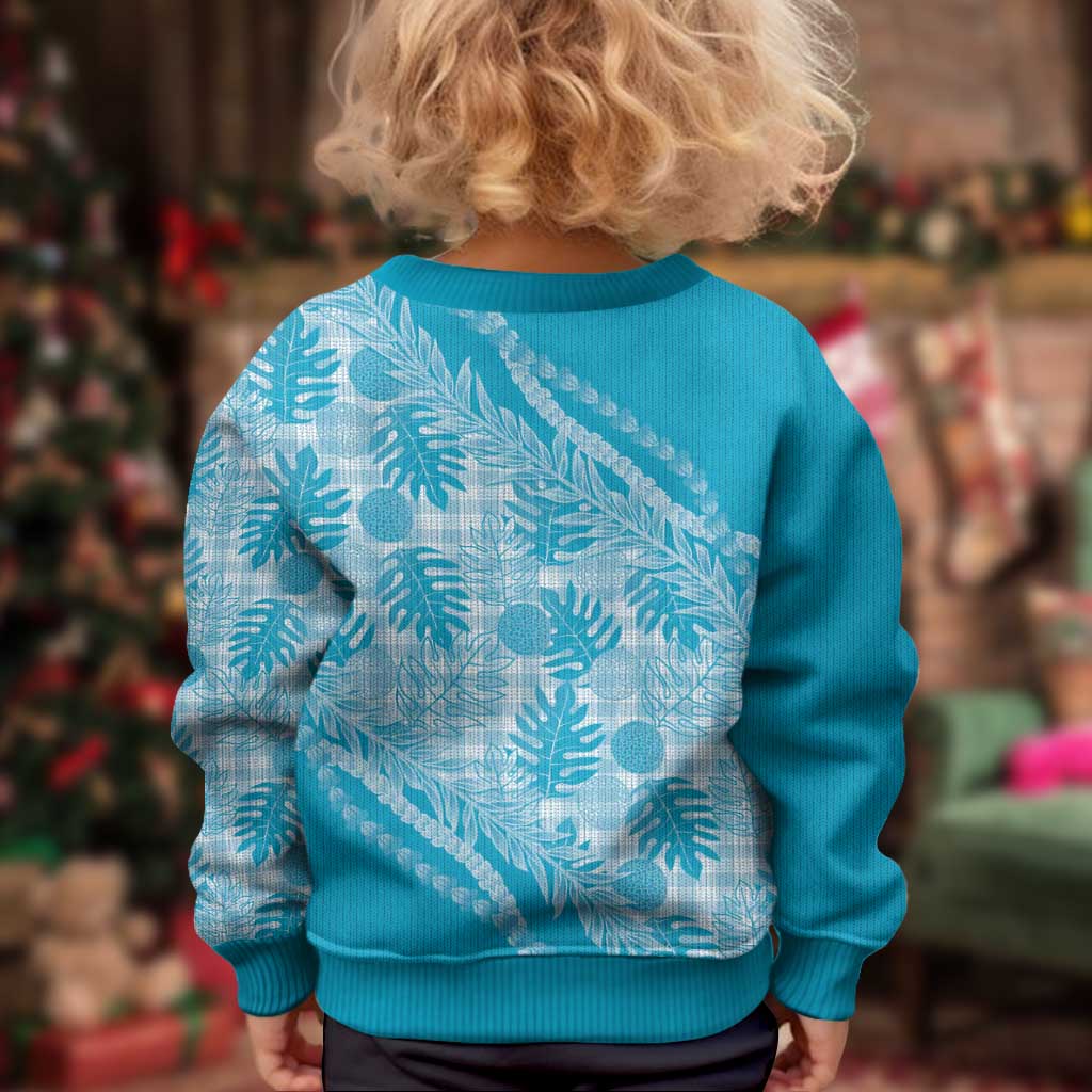Hawaii Breadfruit Palaka Kid Ugly Christmas Sweater Polu Maile Lei - Polynesian Pride