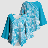 Hawaii Breadfruit Palaka Kimono Sleeve Blouse Polu Maile Lei - Polynesian Pride