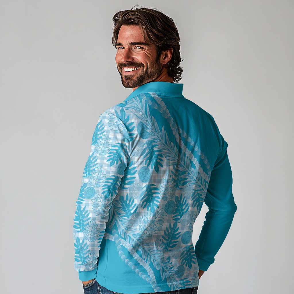 Hawaii Breadfruit Palaka Long Sleeve Polo Shirt Polu Maile Lei - Polynesian Pride