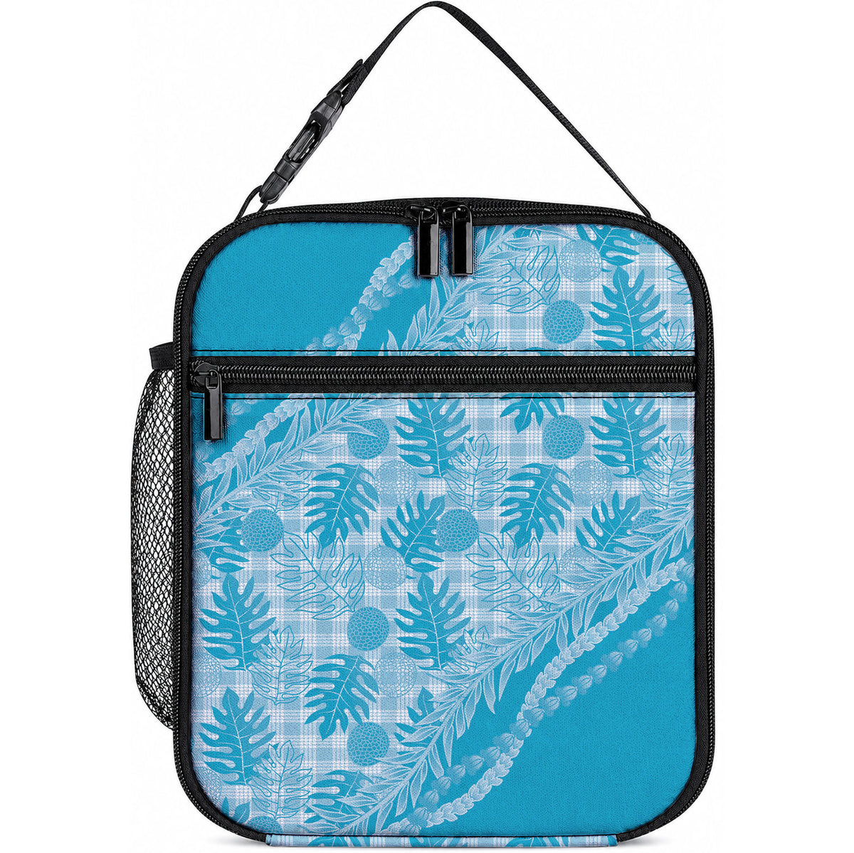 Hawaii Breadfruit Palaka Lunch Bag Polu Maile Lei LT9 10.2 × 8.3 × 4.3 inch Blue - Polynesian Pride