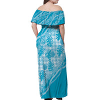 Hawaii Breadfruit Palaka Off Shoulder Maxi Dress Polu Maile Lei - Polynesian Pride