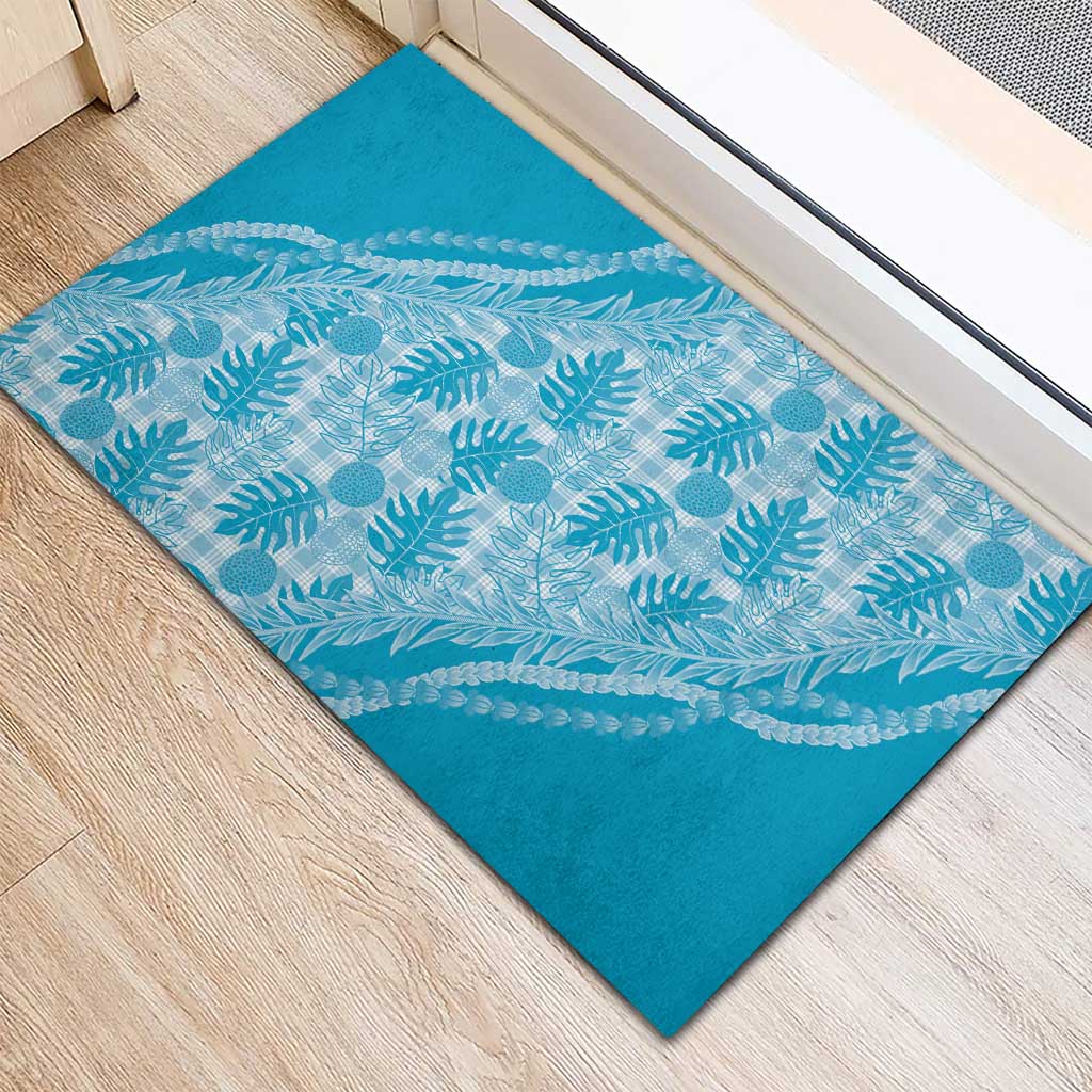 Hawaii Breadfruit Palaka Rubber Doormat Polu Maile Lei - Polynesian Pride