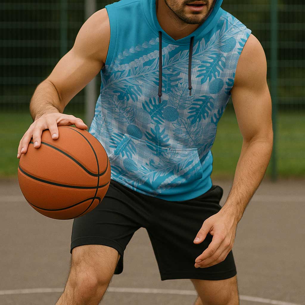 Hawaii Breadfruit Palaka Sleeveless Hoodie Polu Maile Lei - Polynesian Pride