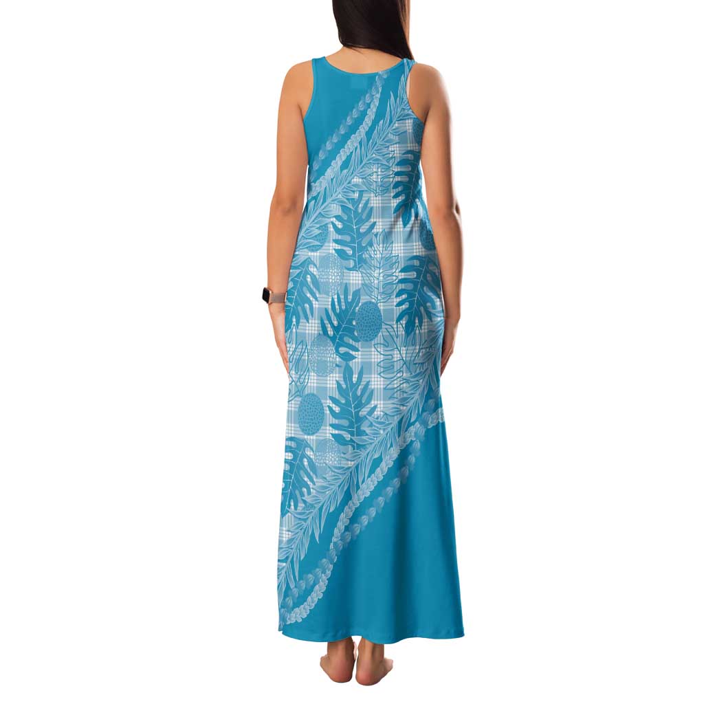Hawaii Breadfruit Palaka Tank Maxi Dress Polu Maile Lei LT9 - Polynesian Pride