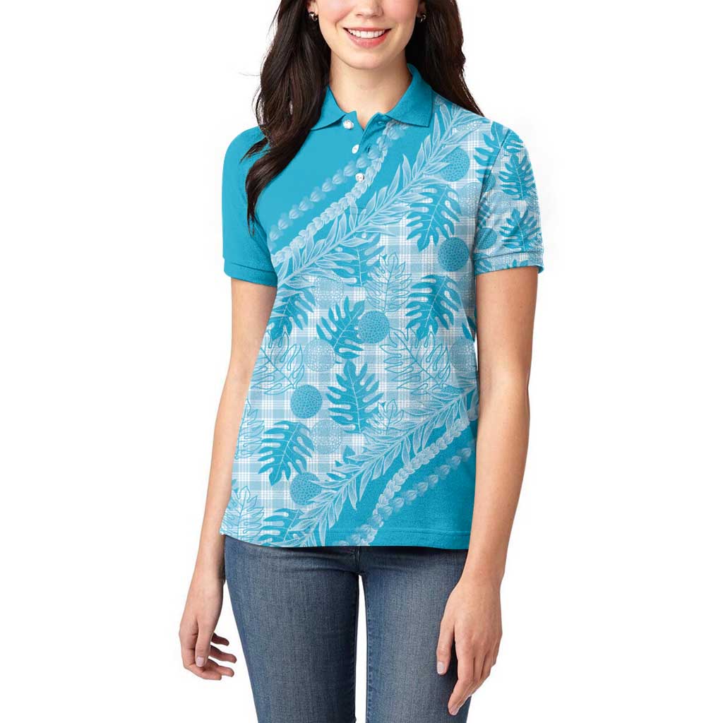 Hawaii Breadfruit Palaka Women Polo Shirt Polu Maile Lei - Polynesian Pride
