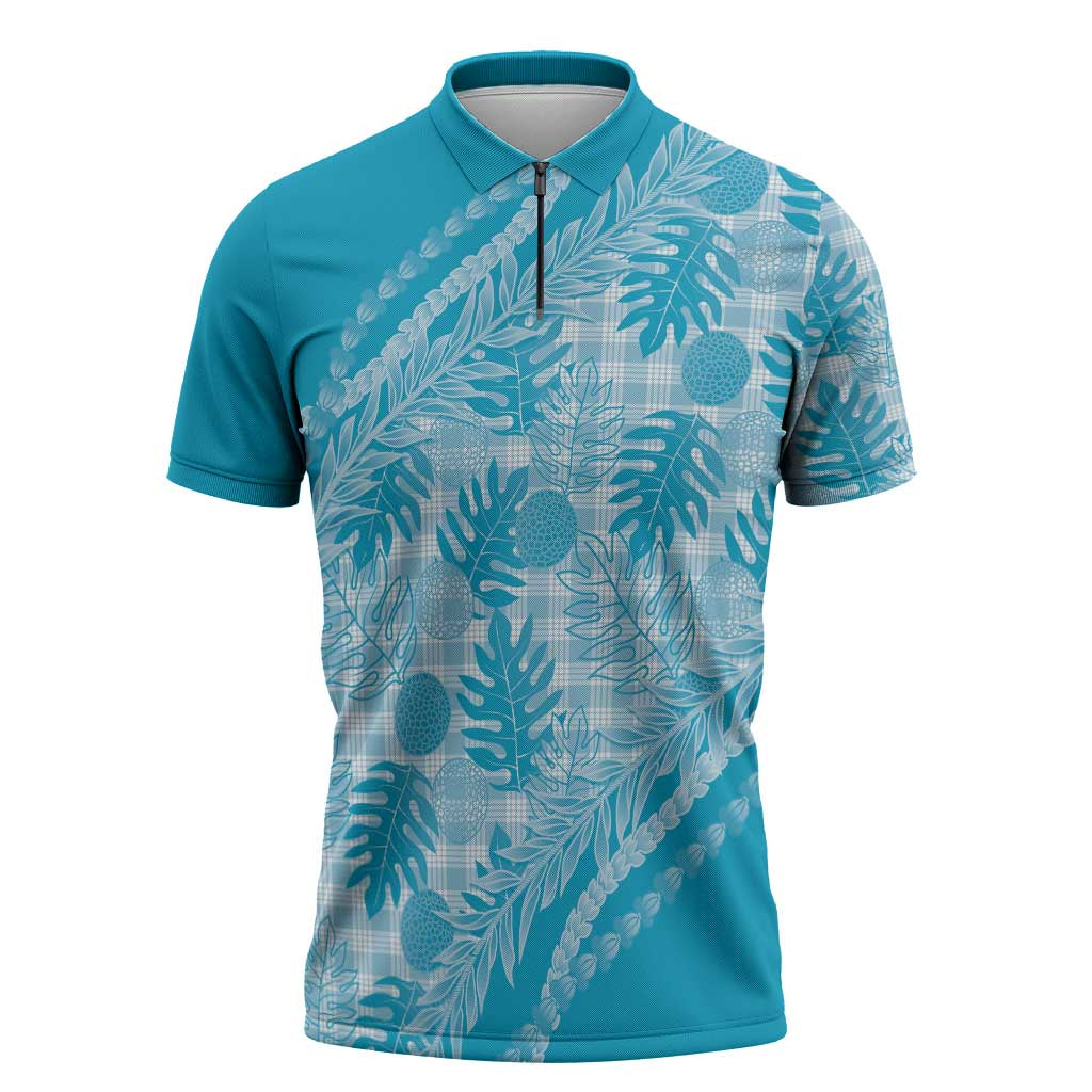 Hawaii Breadfruit Palaka Zipper Polo Shirt Polu Maile Lei - Polynesian Pride