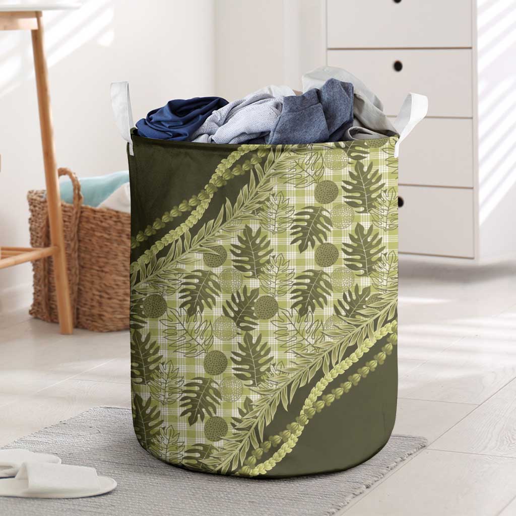 Hawaii Breadfruit Palaka Laundry Basket Omaomao Maile Lei - Polynesian Pride