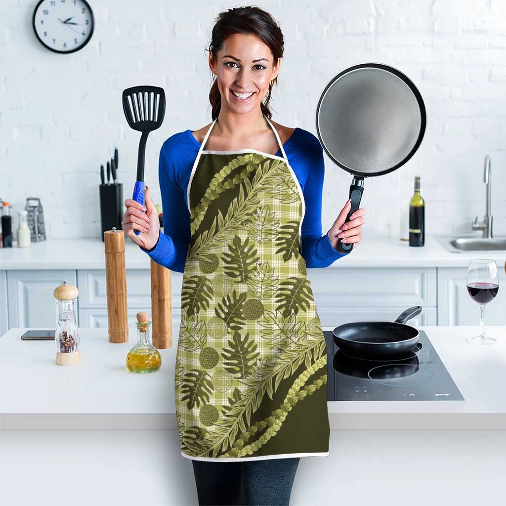 Hawaii Breadfruit Palaka Apron Omaomao Maile Lei - Polynesian Pride