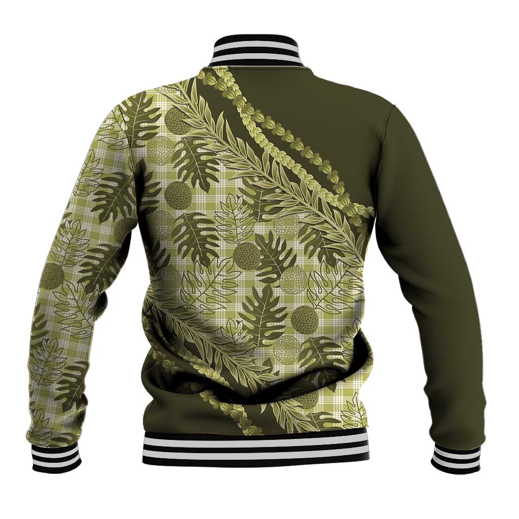 Hawaii Breadfruit Palaka Baseball Jacket Omaomao Maile Lei - Polynesian Pride