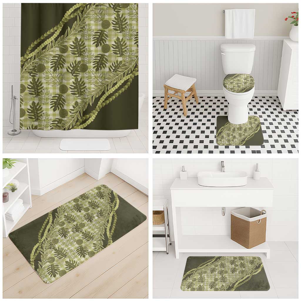 Hawaii Breadfruit Palaka Bathroom Set Omaomao Maile Lei - Polynesian Pride