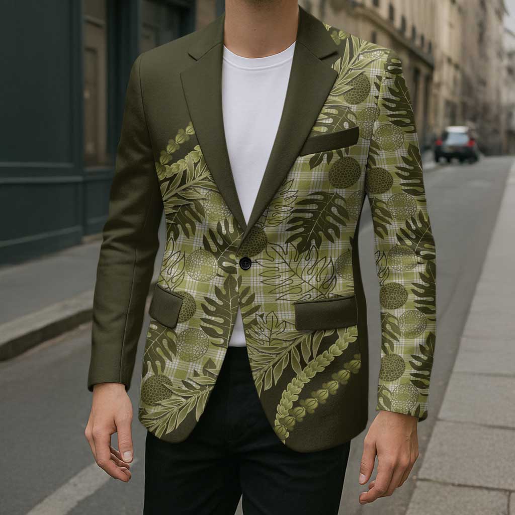Hawaii Breadfruit Palaka Blazer Omaomao Maile Lei LT9 - Polynesian Pride