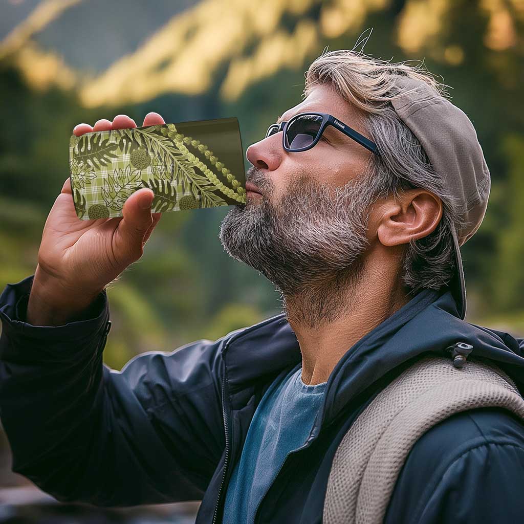 Hawaii Breadfruit Palaka 4 in 1 Can Cooler Tumbler Omaomao Maile Lei - Polynesian Pride